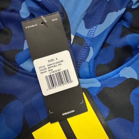 Adidas Boys 2-Piece Hoodie & Jogger Pants Set Size 4 Blue Camo Black NWT - Picture 4 of 8